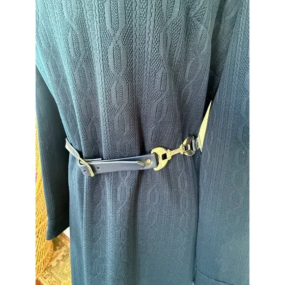 Vintage 70's Navy Blue LeRok Korell Knit Maxi Dress With Belt Sz M - Picture 10 of 16